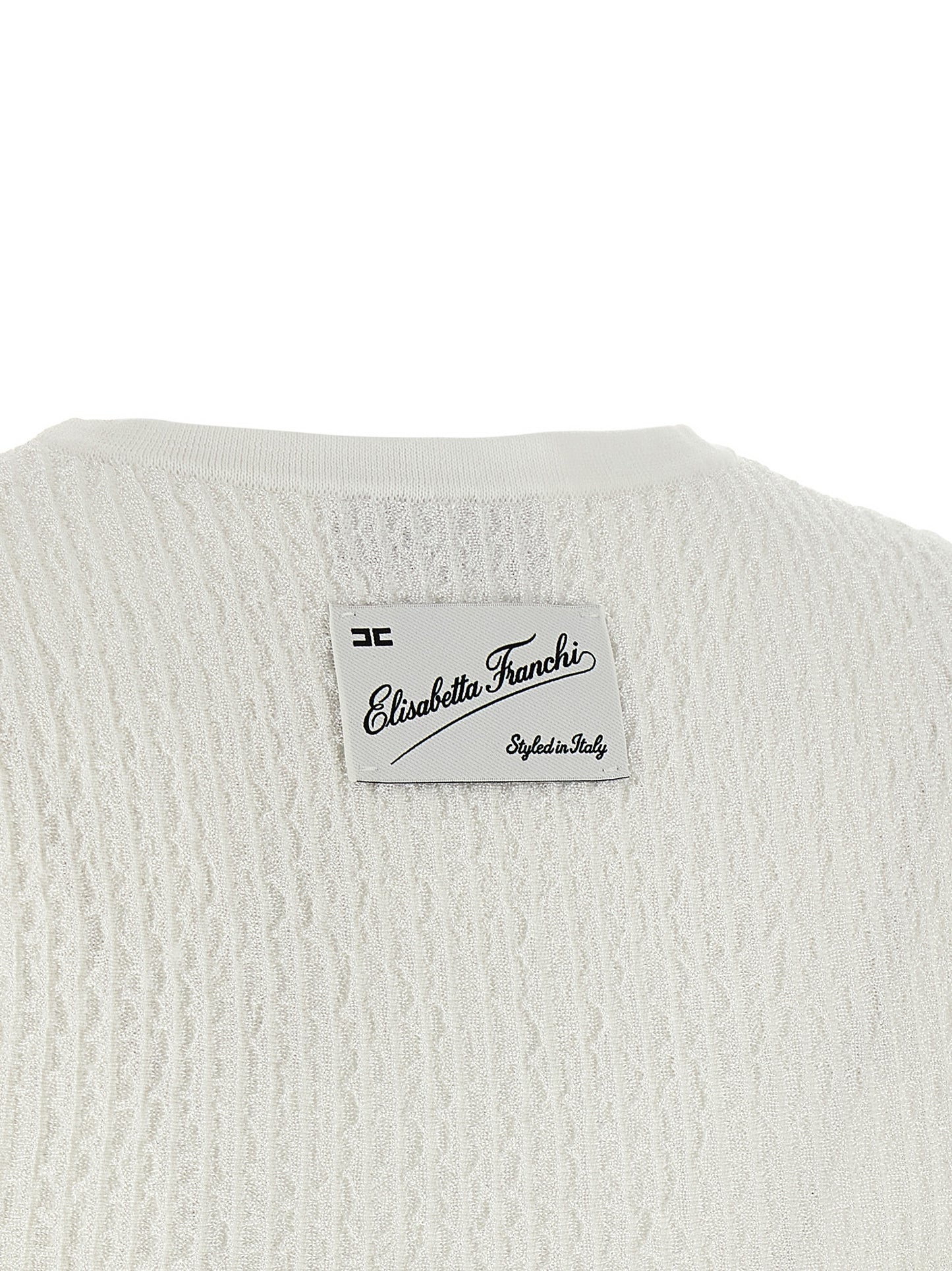 T-Shirt by Elisabetta Franchi for women in polyamide polyester viscose white features a plush silhouette, showcasing a sophisticated and for a truly plush finish.