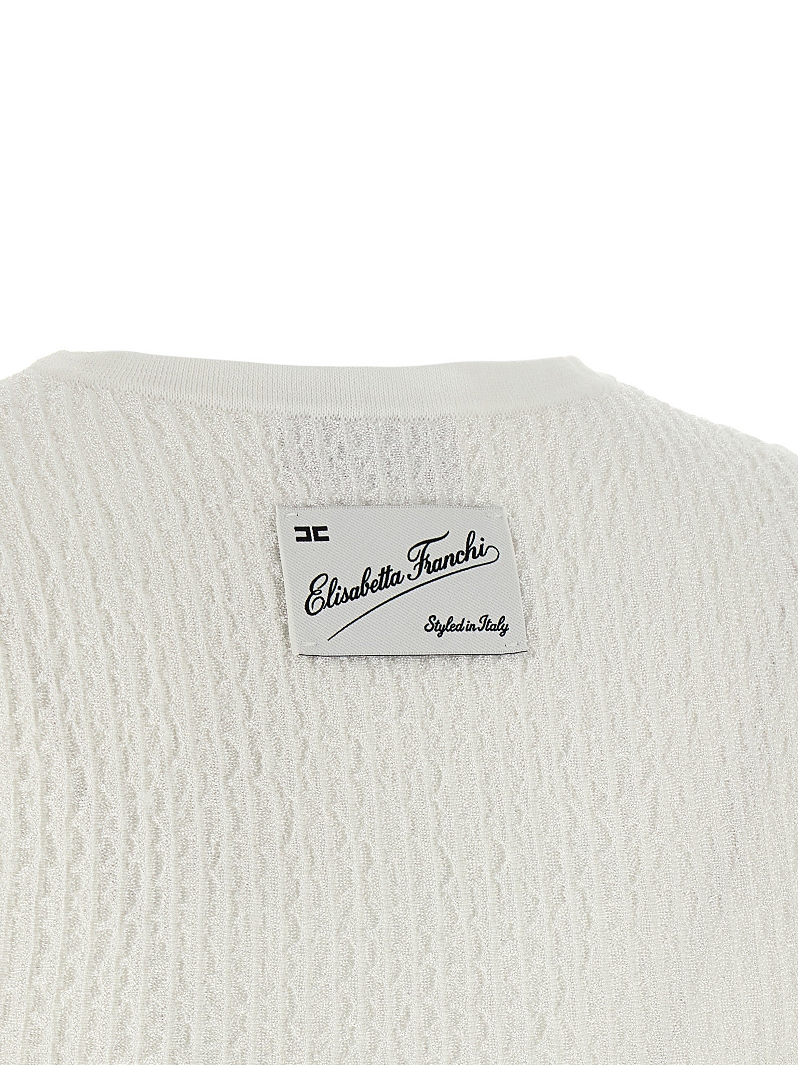 T-Shirt by Elisabetta Franchi for women in polyamide polyester viscose white features a plush silhouette, showcasing a sophisticated and for a truly plush finish.