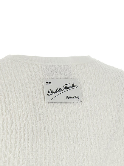 T-Shirt by Elisabetta Franchi for women in polyamide polyester viscose white features a plush silhouette, showcasing a sophisticated and for a truly plush finish.