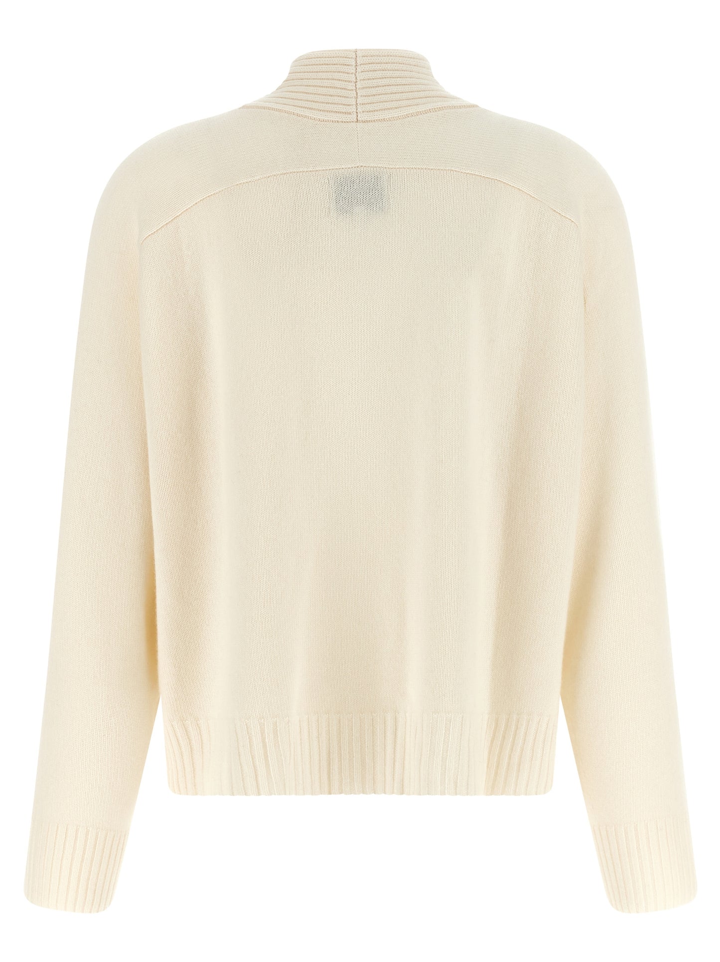 Cardigan by Loulou De Saison for women in cashmere ivory & white features an crisp silhouette, showcasing a sophisticated v-neck neckline and detail for a truly crisp finish.