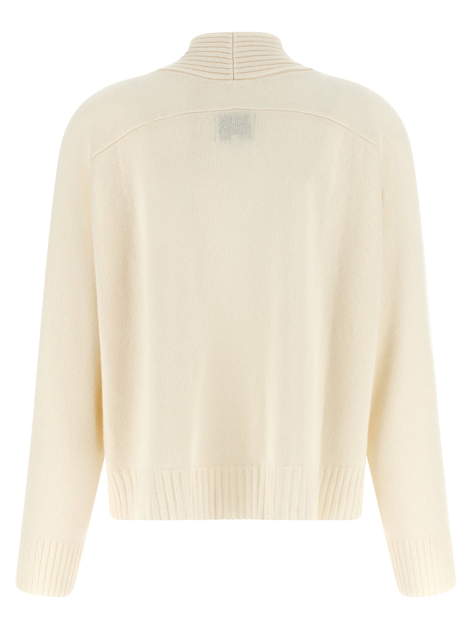 Cardigan by Loulou De Saison for women in cashmere ivory & white features an crisp silhouette, showcasing a sophisticated v-neck neckline and detail for a truly crisp finish.