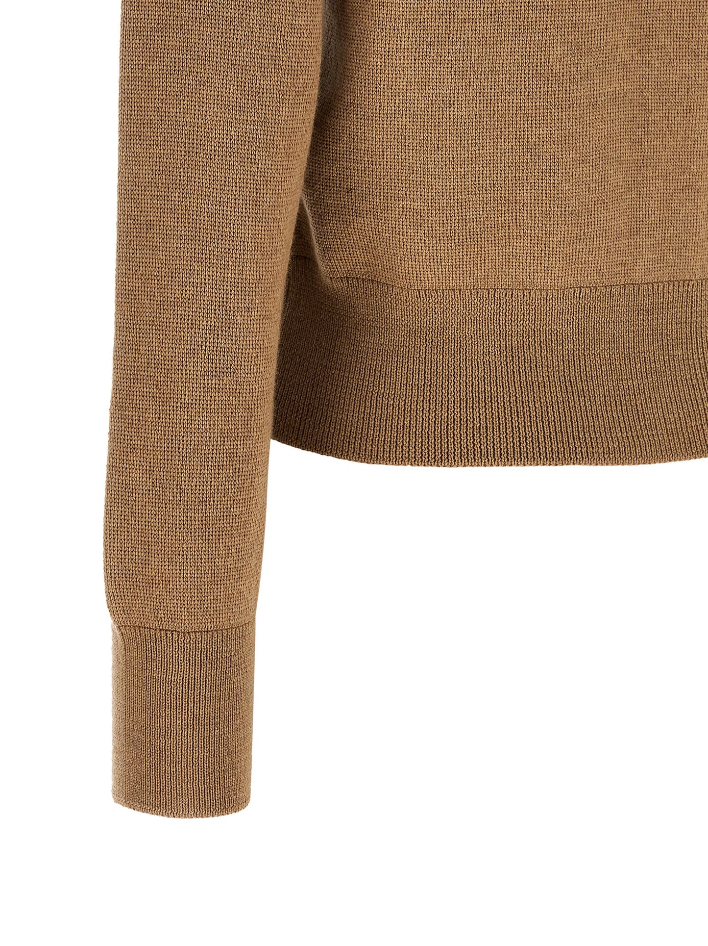 Cardigan by Ami Paris for women in wool beige, camel & horn showcases a captivating silhouette, artfully detailed with a captivating and for a truly sophisticated captivating look.