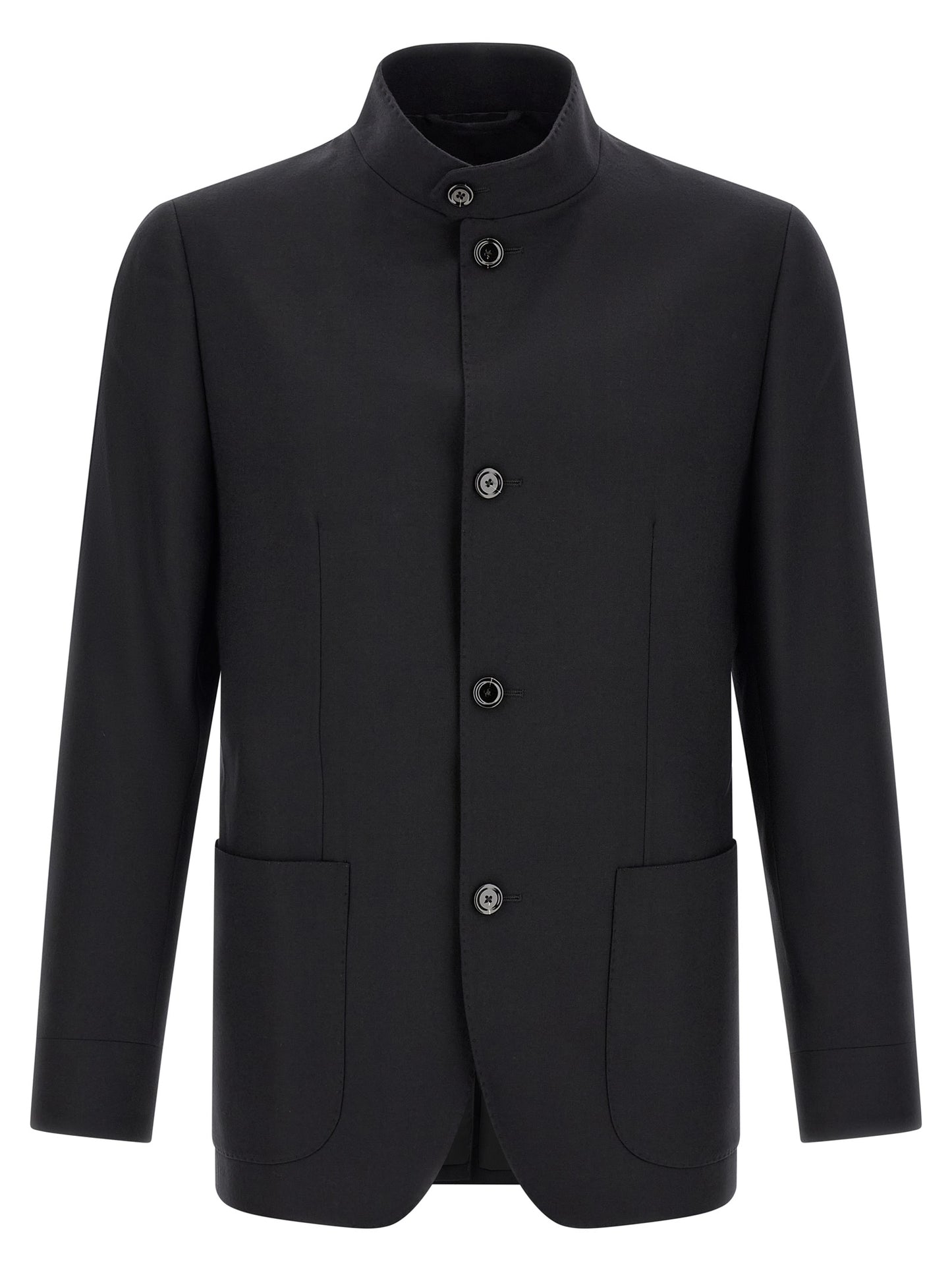 Overcoat by Lardini for men in cashmere black features an voluminous silhouette, showcasing distinct pockets and a voluminous split neckline for a truly voluminous aesthetic.