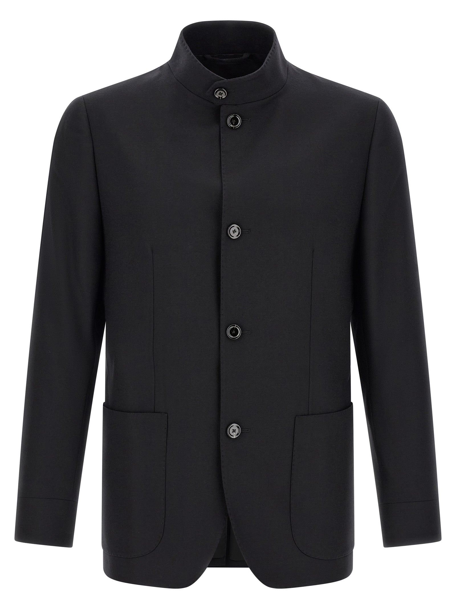 Overcoat by Lardini for men in cashmere black features an voluminous silhouette, showcasing distinct pockets and a voluminous split neckline for a truly voluminous aesthetic.