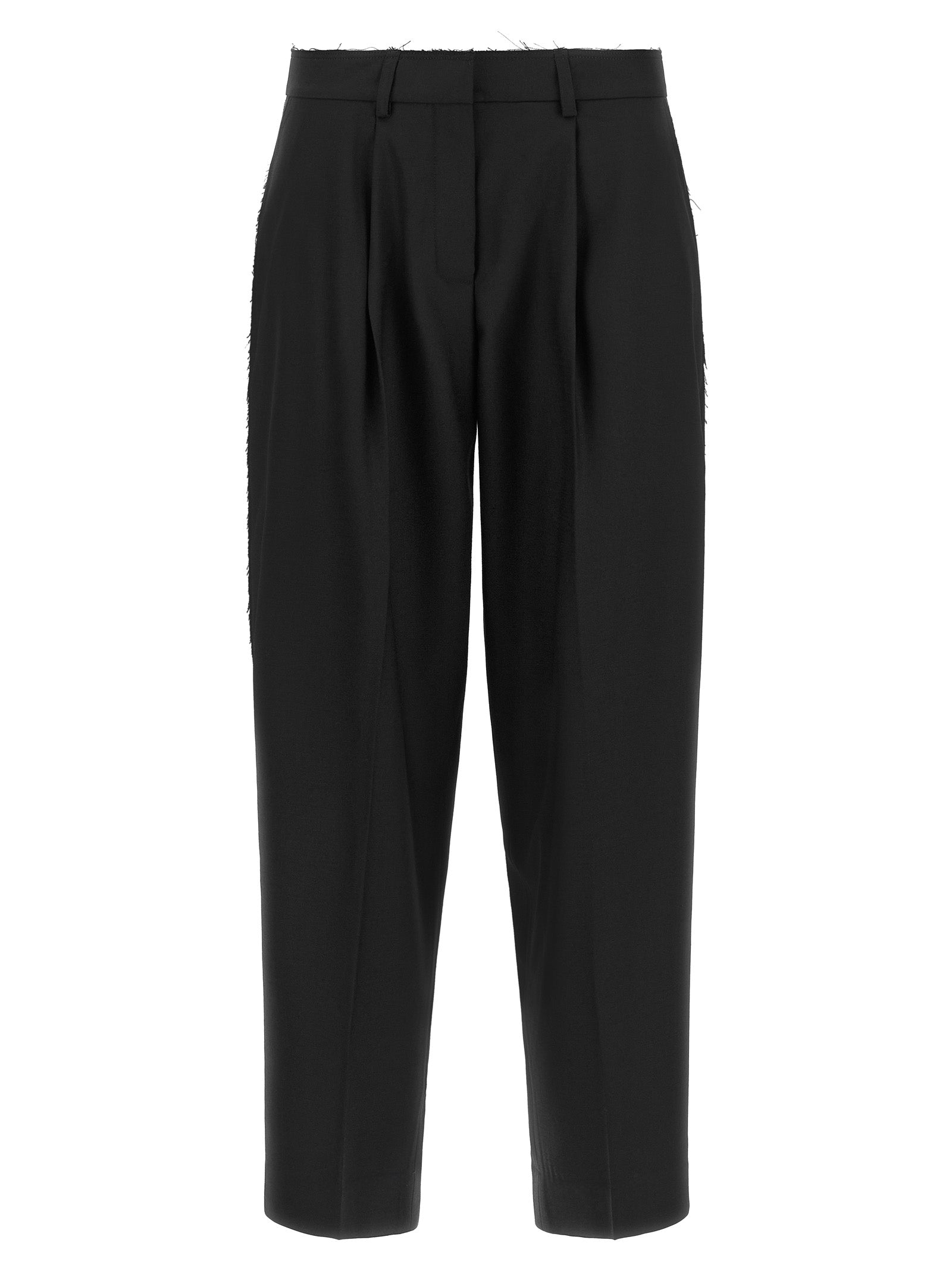 Trousers by Gianluca Capannolo for women in wool black presents a perennial silhouette, meticulously tailored with a cropped cut, cropped finish, and an elegant .