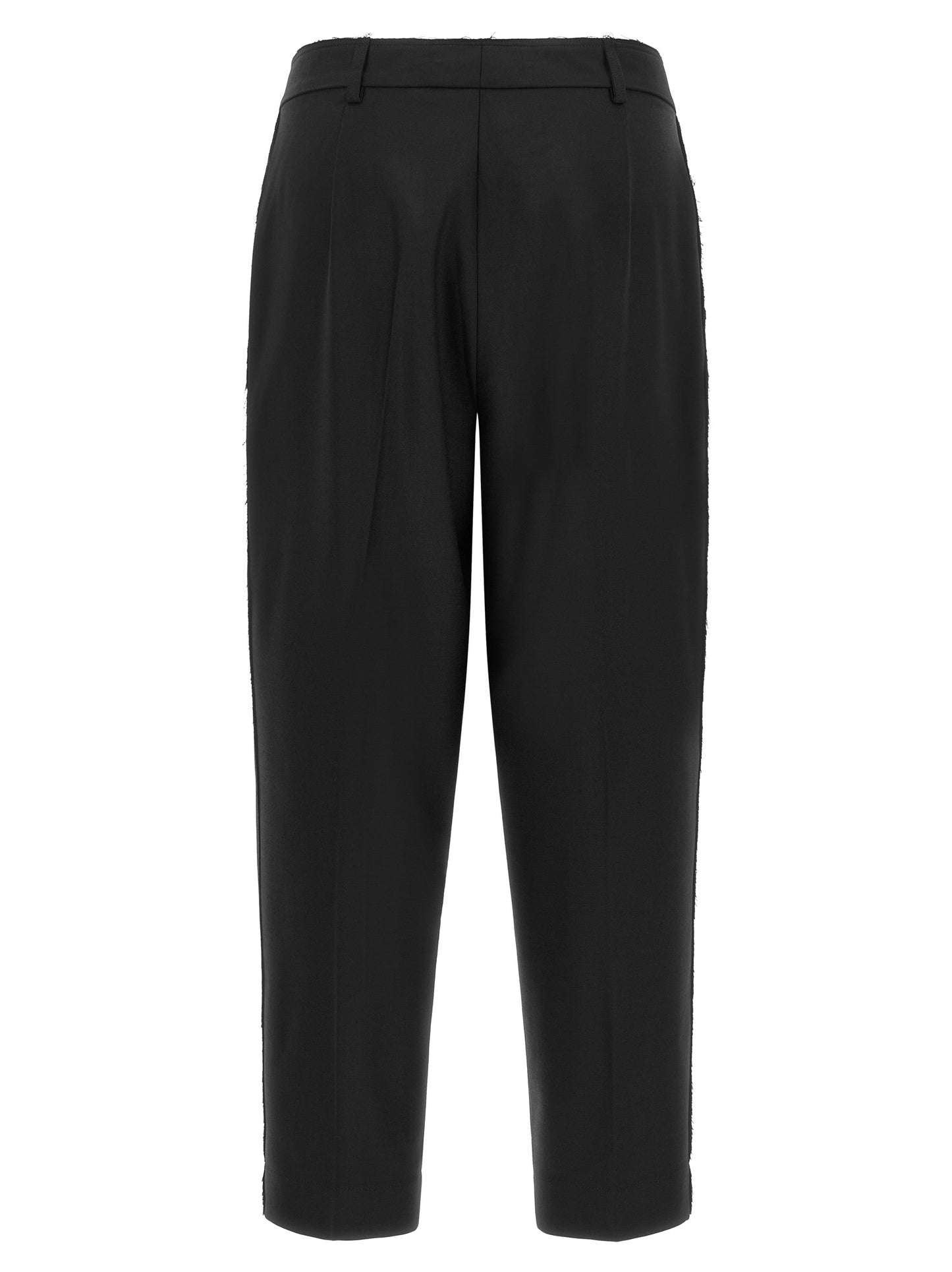 Trousers by Gianluca Capannolo for women in wool black features an sartorial silhouette, showcasing a precise cropped and cropped with a sartorial for a refined look.