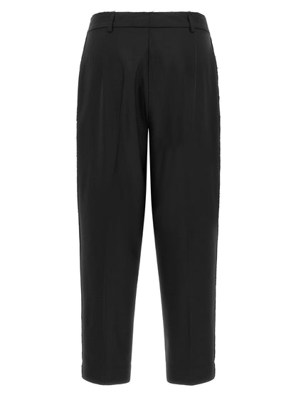 Trousers by Gianluca Capannolo for women in wool black features an sartorial silhouette, showcasing a precise cropped and cropped with a sartorial for a refined look.
