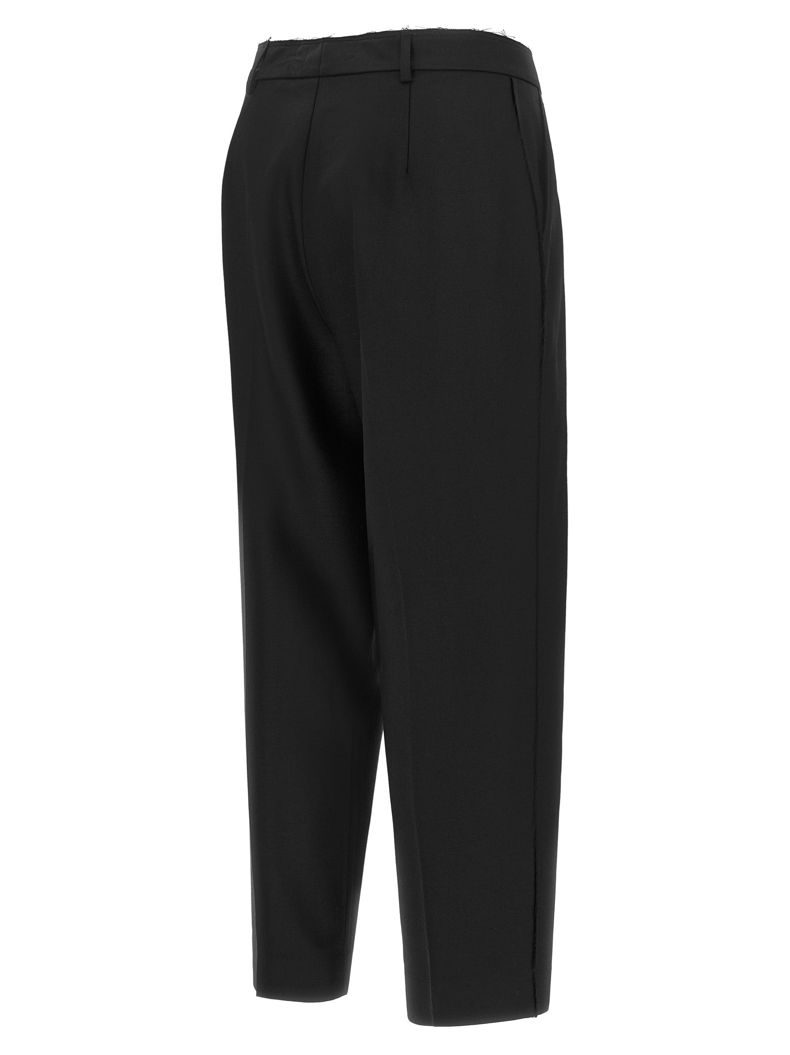 Trousers by Gianluca Capannolo for women in wool black presents a smart silhouette, meticulously detailed with a smart cropped, a smart cropped, and a smart .