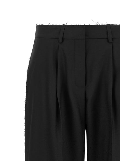 Trousers by Gianluca Capannolo for women in wool black features a sculptural silhouette, showcasing a sculptural cropped and cropped with a sophisticated for a sculptural finish.