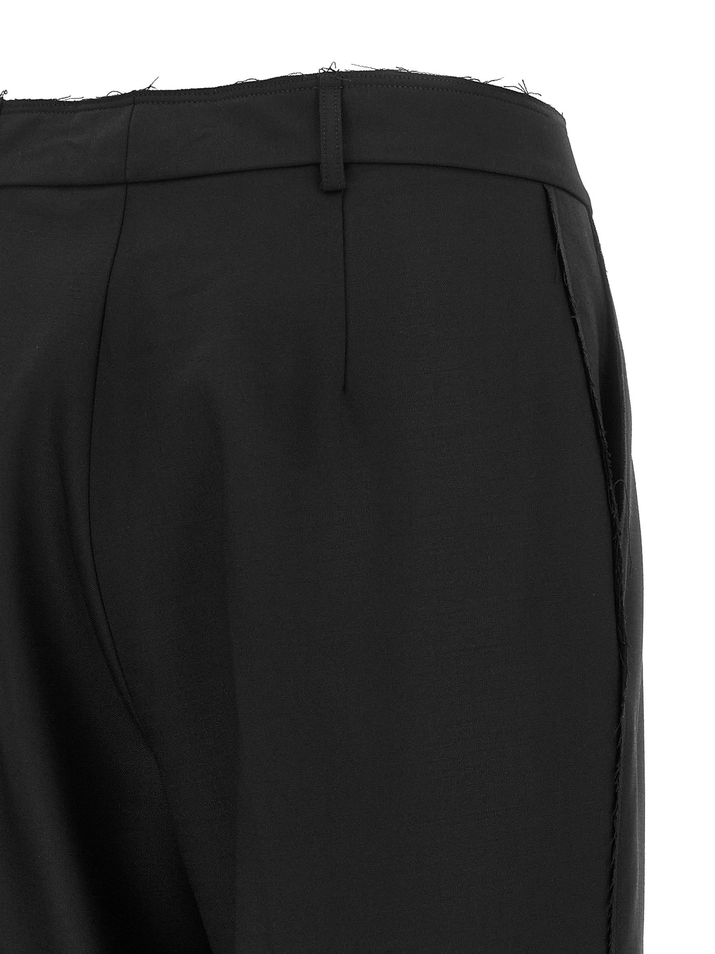 Trousers by Gianluca Capannolo for women in wool black features an sartorial silhouette, showcasing a precise cropped and cropped with a sartorial for a refined look.