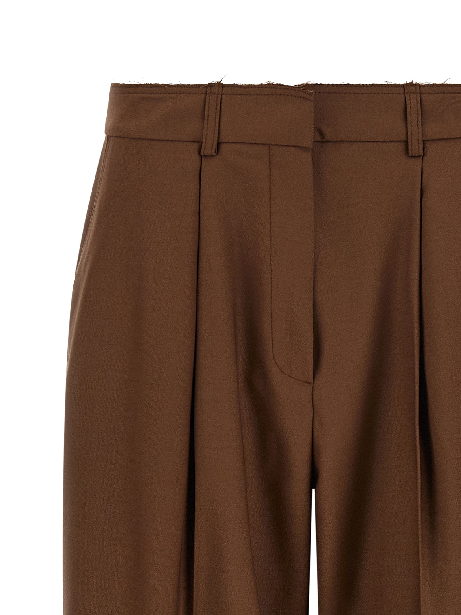 Casual Pants by Gianluca Capannolo for women in wool beige features an refined tailoring silhouette, showcasing a premium tapered-leg with a high rise and long cut for a refined tailoring look.