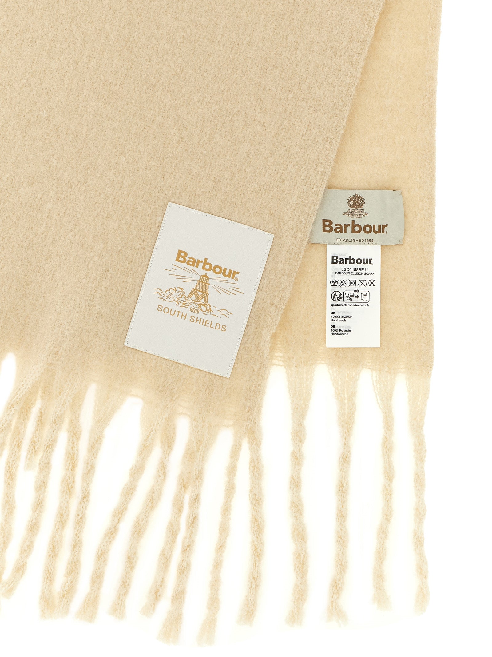 Scarf by Barbour for women in polyester white presents a effortlessly chic silhouette, artfully capturing the essence of the effortlessly chic Polyester Scarf design for a sophisticated look.