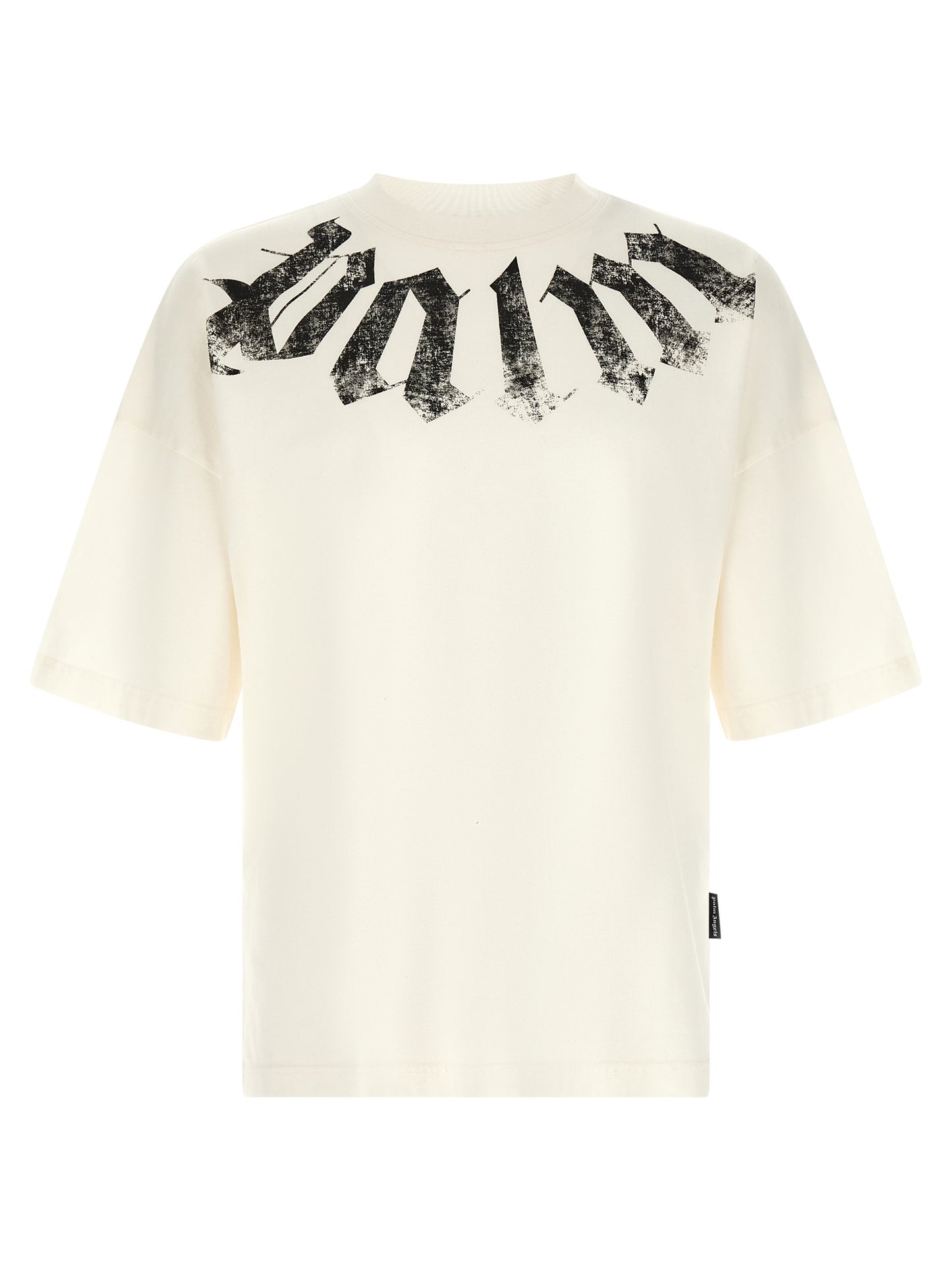 T-Shirt by Palm Angels for men in cotton cream & multicolor features an edgy silhouette, meticulously detailed with a sophisticated and crew neckline for a truly edgy finish.