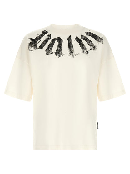 T-Shirt by Palm Angels for men in cotton cream & multicolor features an edgy silhouette, meticulously detailed with a sophisticated and crew neckline for a truly edgy finish.