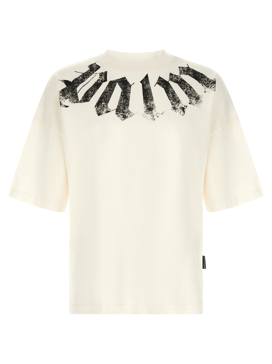 T-Shirt by Palm Angels for men in cotton cream & multicolor features an edgy silhouette, meticulously detailed with a sophisticated and crew neckline for a truly edgy finish.