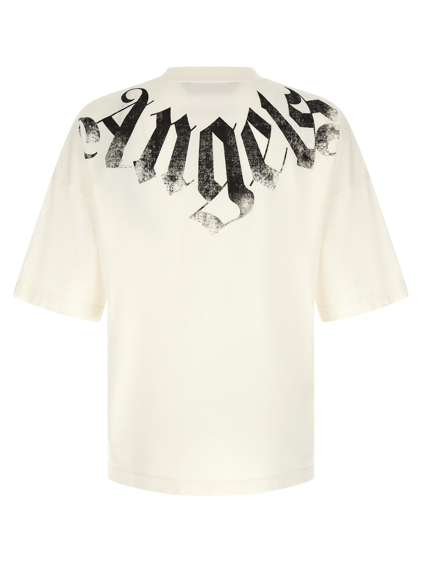 T-Shirt by Palm Angels for men in cotton cream & multicolor showcases a unassuming silhouette, artfully detailed with a refined crew neckline and unassuming for a sophisticated, contemporary look.