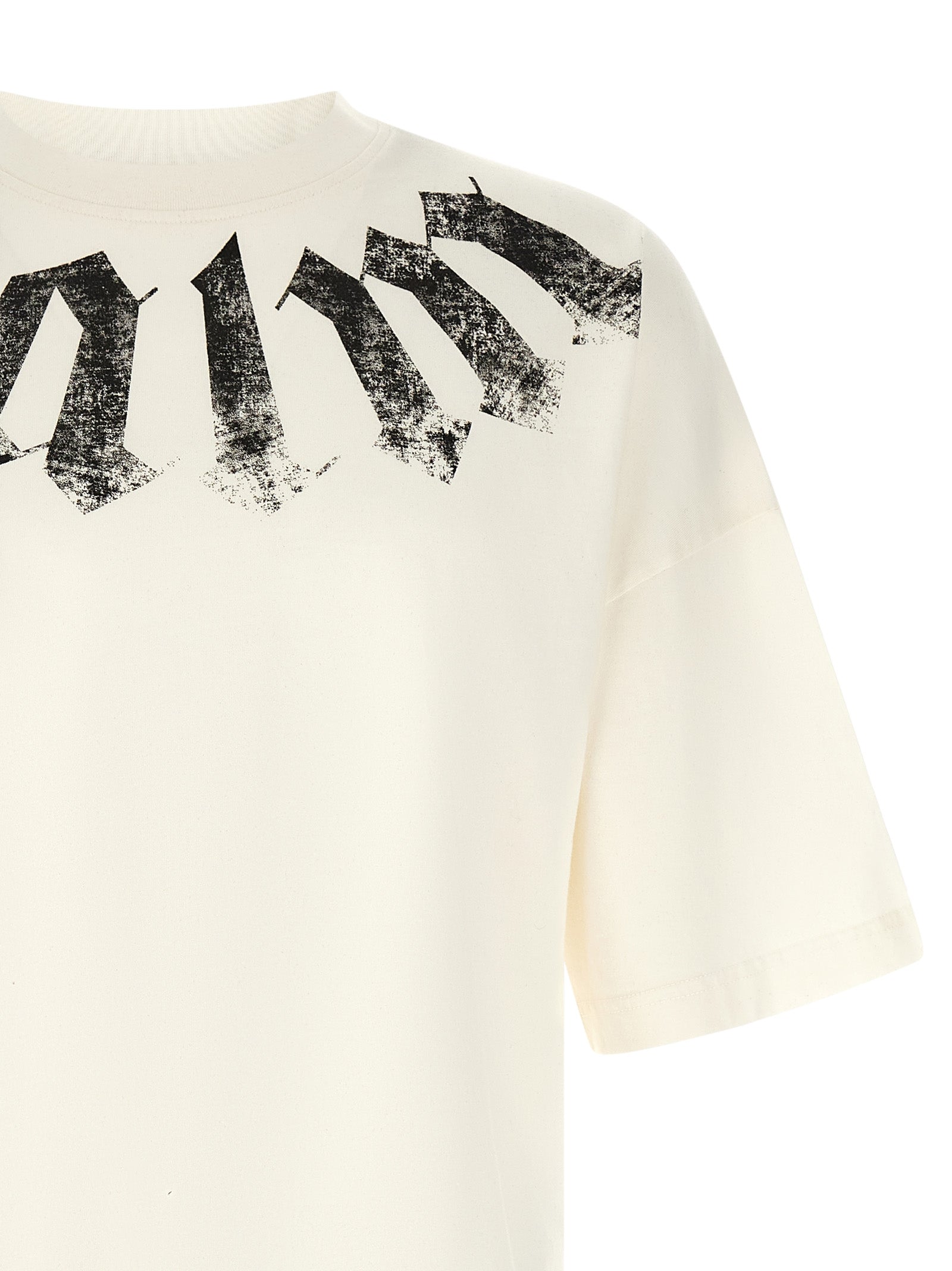 T-Shirt by Palm Angels for men in cotton cream & multicolor showcases a unassuming silhouette, artfully detailed with a refined crew neckline and unassuming for a sophisticated, contemporary look.