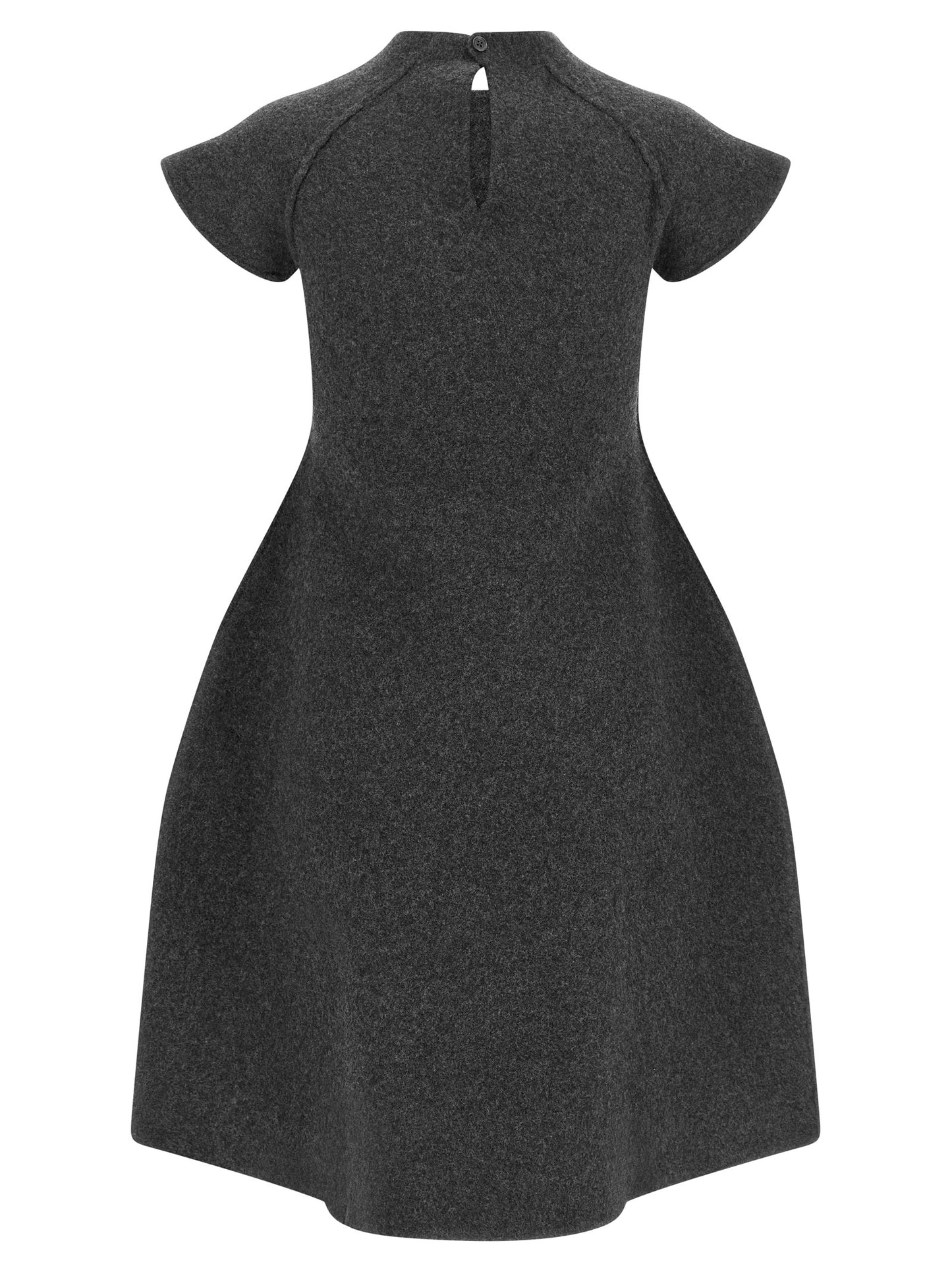 Dress by Jil Sander for women in virgin wool gray features an sultry silhouette defined by a mock neckline and , falling to an sultry midi short for a sultry look.