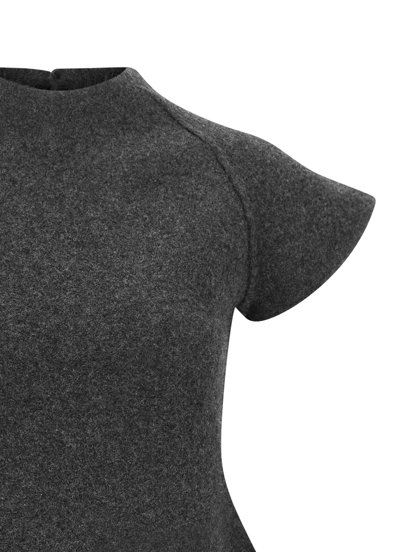 Dress by Jil Sander for women in virgin wool gray features an eye catching silhouette with a sophisticated mock neckline, elegant , and a refined midi short for a eye catching aesthetic.