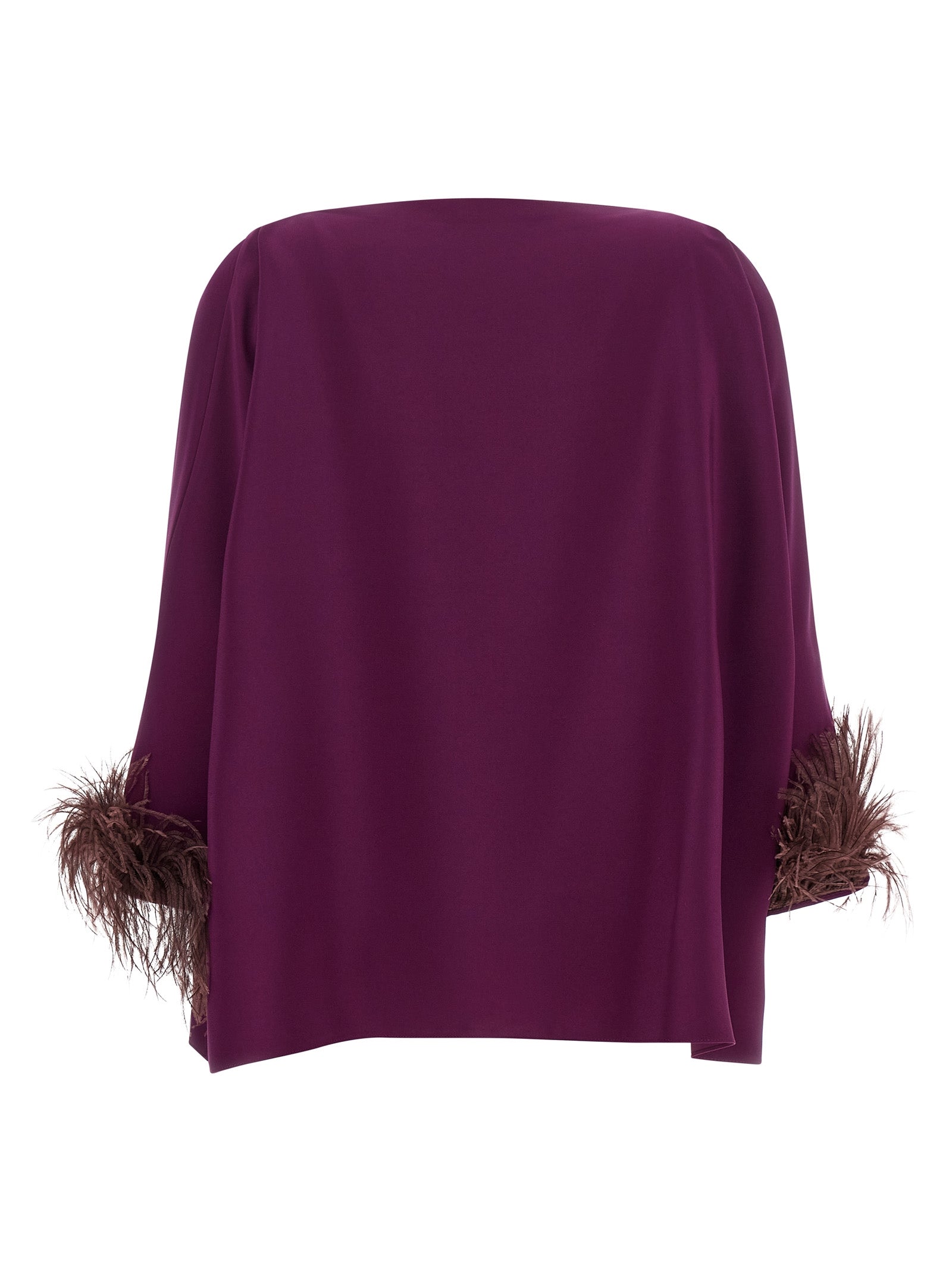 Blouse by Gianluca Capannolo for women in polyamide viscose natural, plum & purple features an architectural silhouette with a refined and elegant boat neckline for a architectural look.