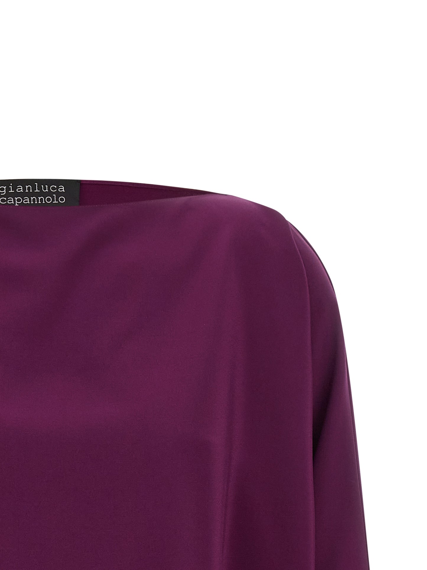 Blouse by Gianluca Capannolo for women in polyamide viscose natural, plum & purple showcases a sharp silhouette, elegantly detailed with a sharp boat neckline and sharp .