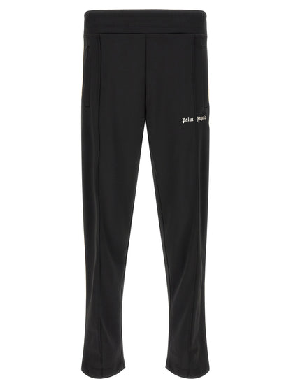 Track Pants by Palm Angels for men in polyester bicolour, beige, black, white & signature features an athletic straight-leg and long cut with a comfortable , seamlessly detailed with functional .