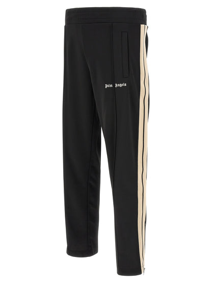 Track Pants by Palm Angels for men in polyester bicolour, beige, black, white & signature features a ergonomic straight-leg and long with a comfortable and high-performance .