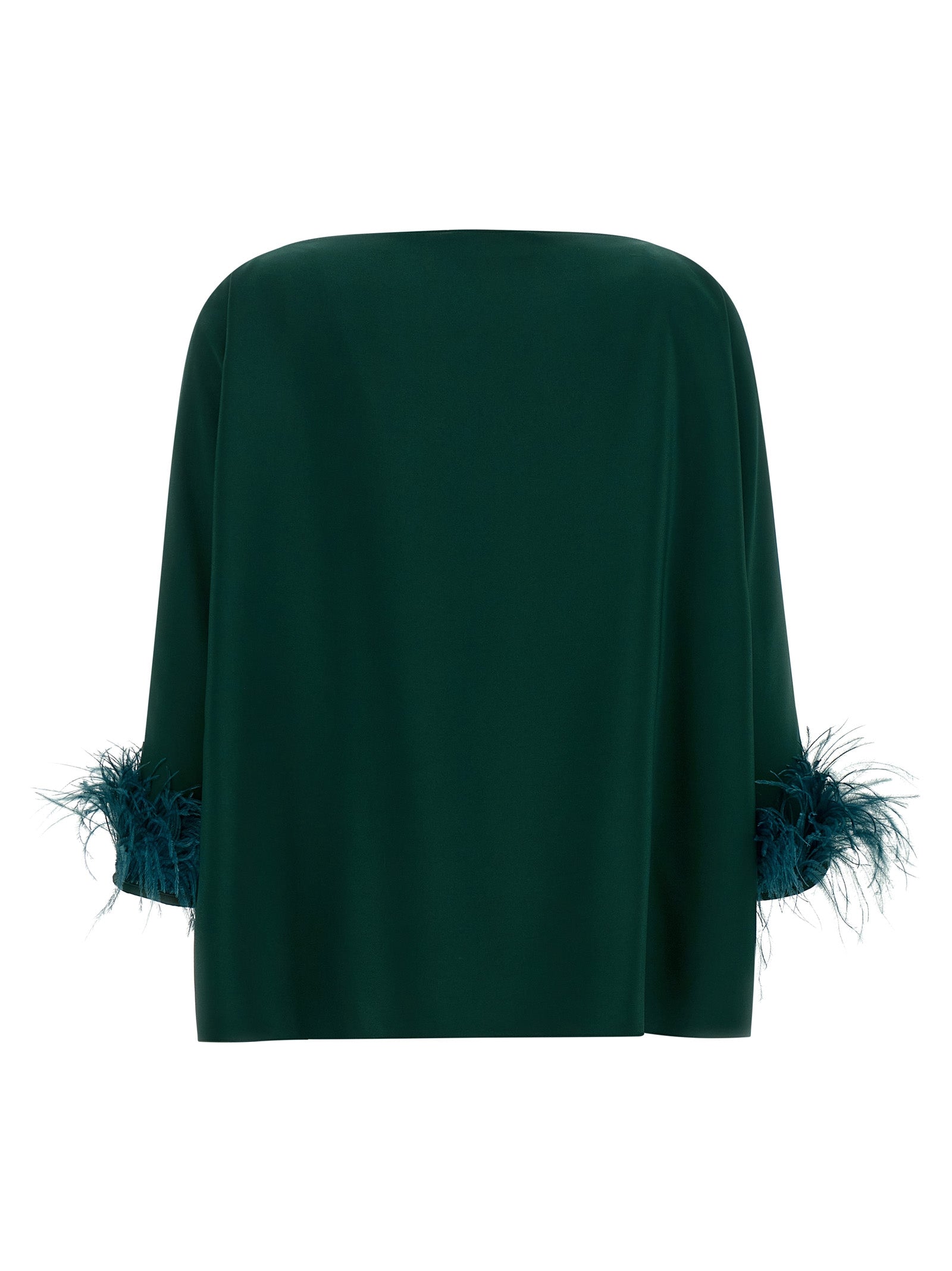 Blouse by Gianluca Capannolo for women in polyamide viscose & feathers bicolour, emerald & green features an polished silhouette, showcasing a sophisticated boat neckline and detail for a truly polished finish.