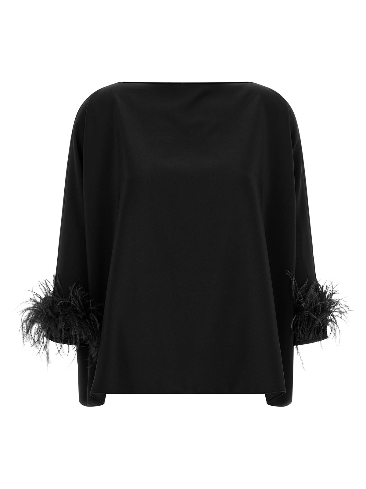 Gianluca Capannolo Women's Wide Three-Quarter-Sleeve Boat Neck Polyamide Viscose Blouse - Black