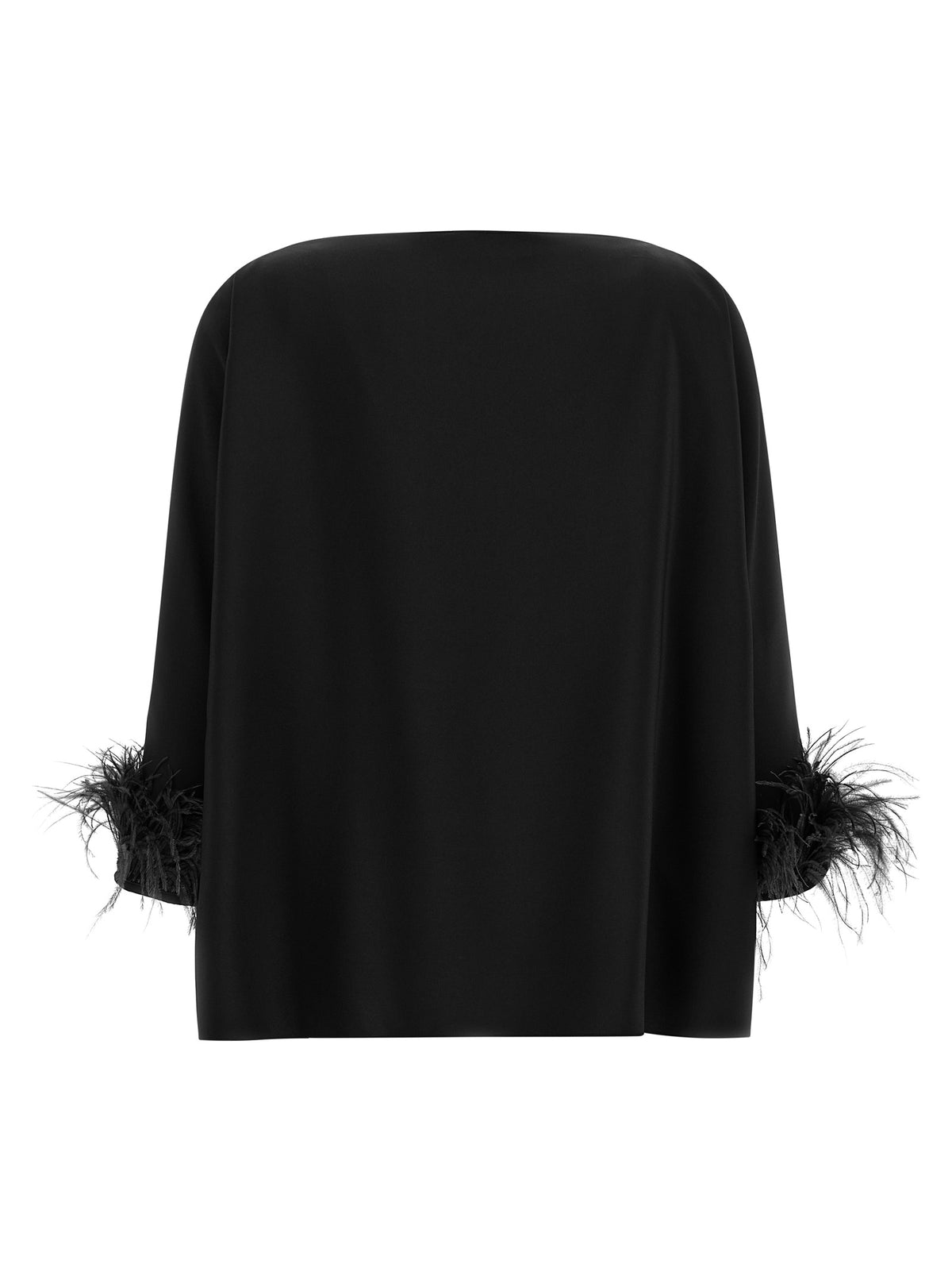 Gianluca Capannolo Women's Wide Three-Quarter-Sleeve Boat Neck Polyamide Viscose Blouse - Black