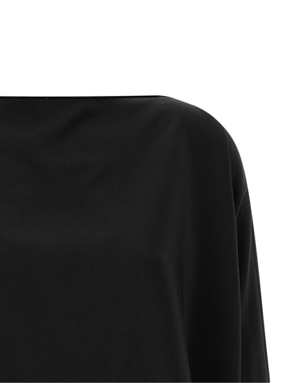 Gianluca Capannolo Women's Wide Three-Quarter-Sleeve Boat Neck Polyamide Viscose Blouse - Black