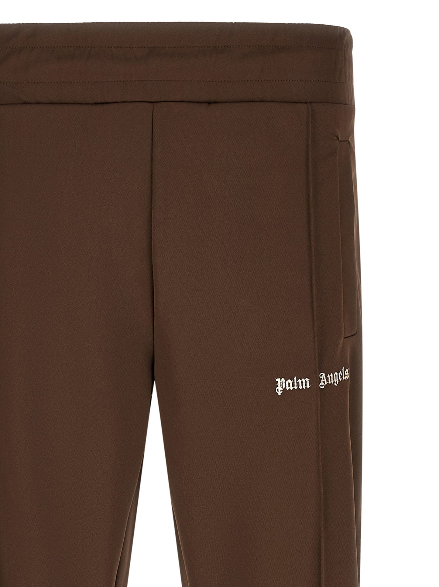 Joggers by Palm Angels for men in acetate & polyester brown & white features an refined tailoring silhouette, showcasing a premium straight-leg with a and long cut for a refined tailoring look.