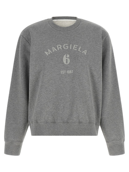 Activewear Sweatshirt by MM6 Maison Margiela for women in cotton gray, white, signature & print features an contemporary silhouette with , refined detailing, and an contemporary for a sophisticated performance look.
