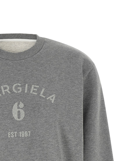 Activewear Sweatshirt by MM6 Maison Margiela for women in cotton gray, white, signature & print presents a sporty silhouette, showcasing a sophisticated and detailed with premium for a sporty finish.