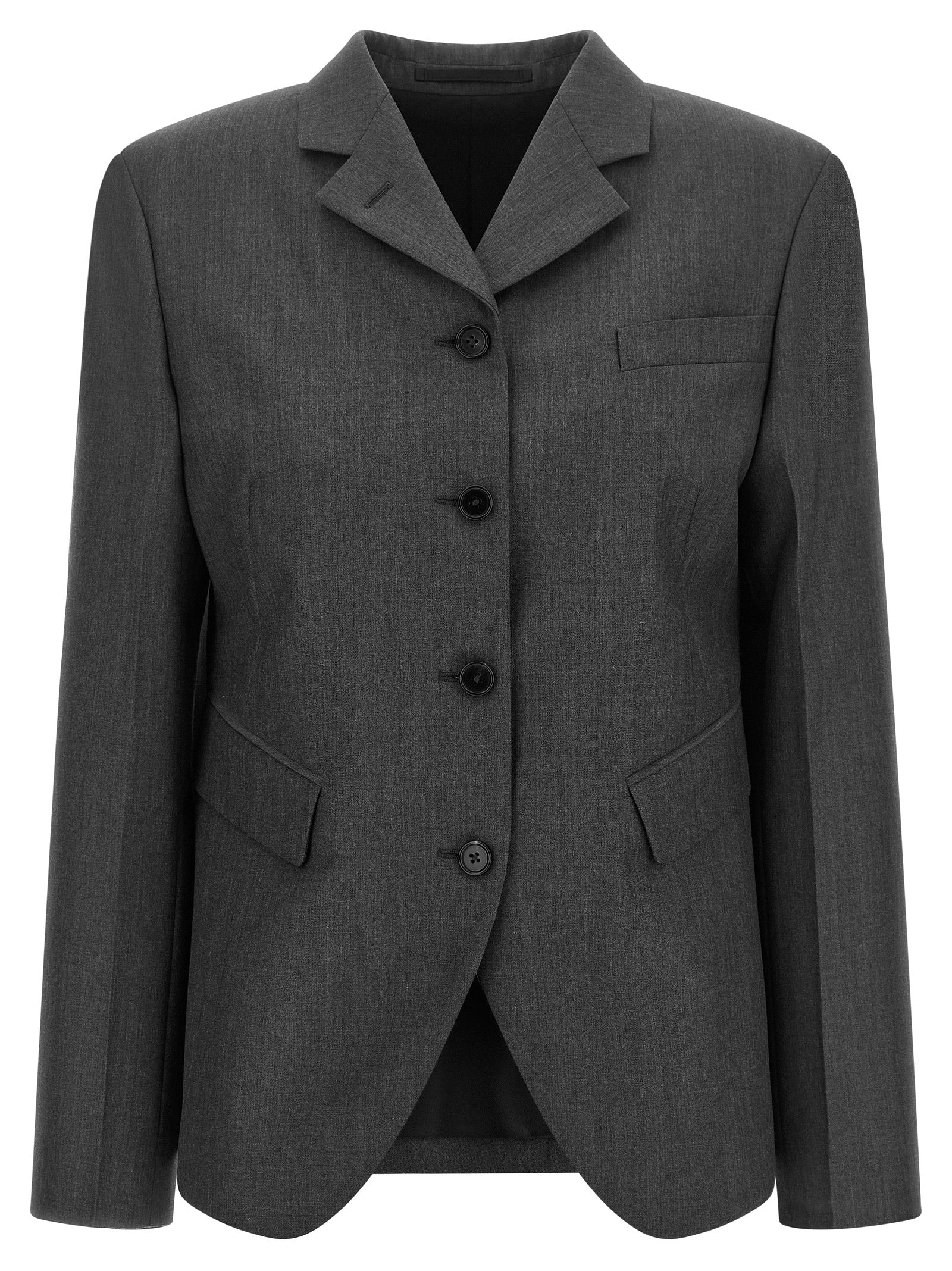 Blazer by Jil Sander for women in mohair wool gray showcases a discerning silhouette, elegantly detailed with a sophisticated and premium for a truly discerning finish.