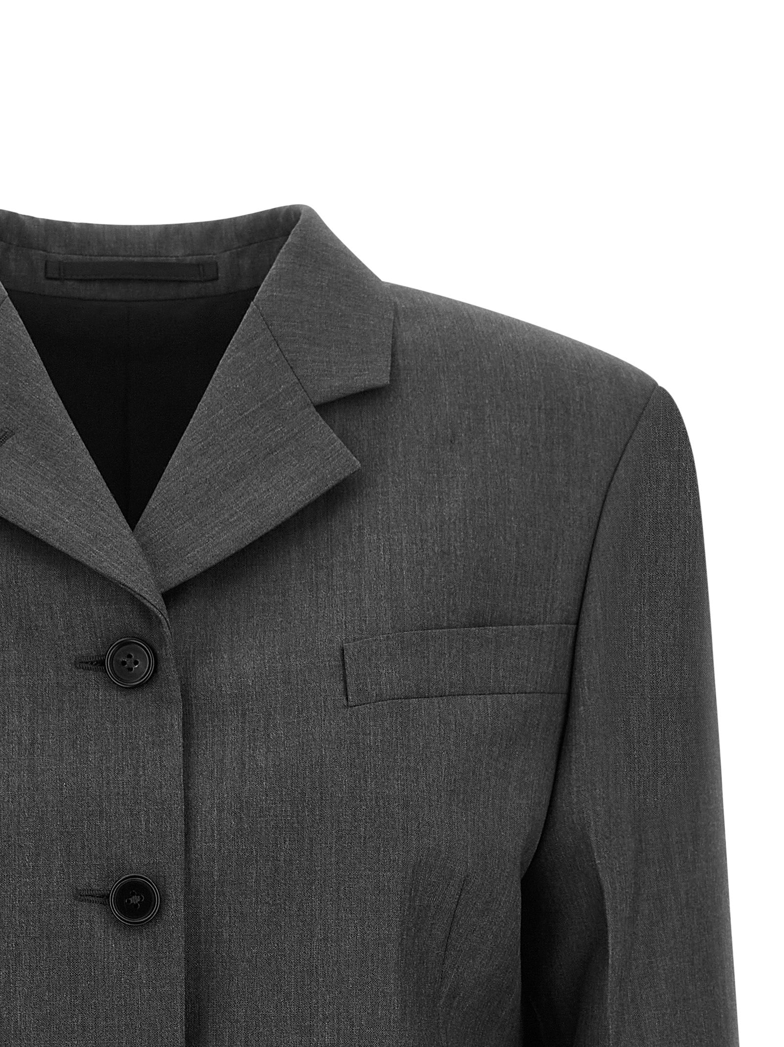 Blazer by Jil Sander for women in mohair wool gray showcases a polished silhouette, highlighted by a refined and polished for a sophisticated finish.