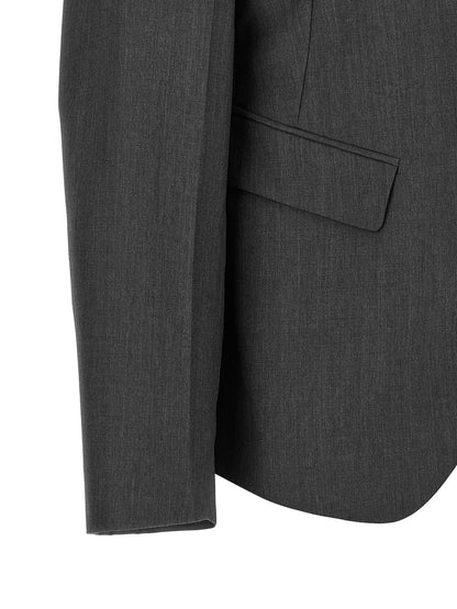Blazer by Jil Sander for women in mohair wool gray features an sartorial silhouette, showcasing a sophisticated and sartorial for a truly sartorial finish.