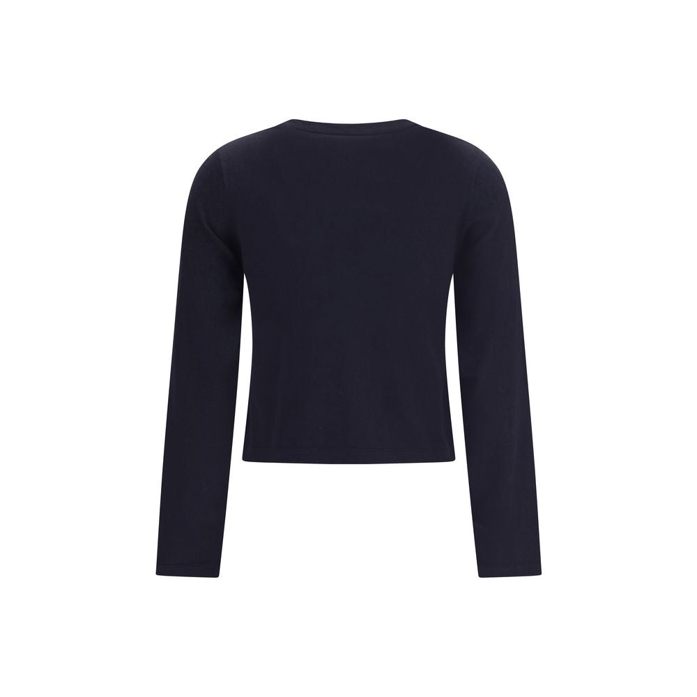 T-Shirt by Extreme Cashmere for women in cashmere cotton & capra leather blue showcases a chic silhouette, artfully detailed with a chic crew square neckline and for a chic finish.