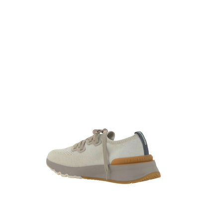 Athletic Sneakers by Brunello Cucinelli for men in polyamide & cotton white, signature-print & print presents a sleek silhouette, perfectly capturing the athletic style essence of Men's Athletic Polyamide & Cotton Sneakers with its sleek design and premium finish.