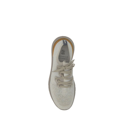 Athletic Sneakers by Brunello Cucinelli for men in polyamide & cotton white, signature-print & print showcases an impeccable silhouette, defined by an impeccable athletic style design that perfectly captures the essence of the Men's Athletic Polyamide & Cotton Sneakers.