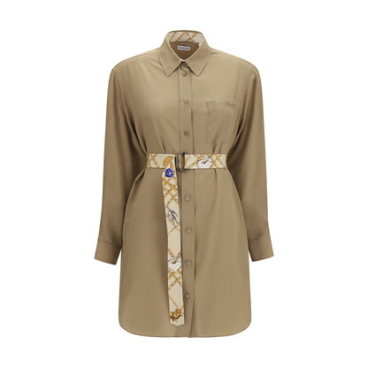 Dress by Burberry for women in silk beige showcases a striking silhouette, elegantly detailed with a long-sleeve, refined , and a striking long for a striking finish.