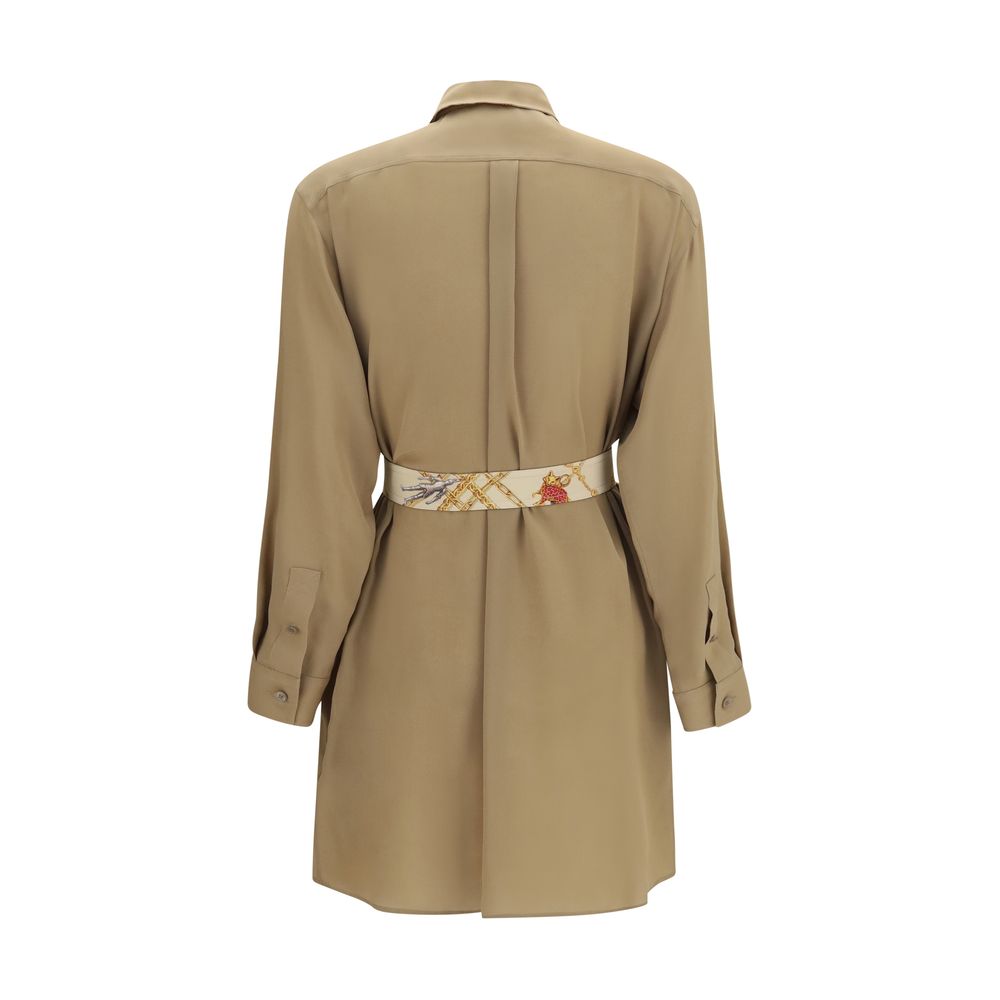 Dress by Burberry for women in silk beige features an sultry silhouette defined by a and , falling to an sultry long for a sultry look.