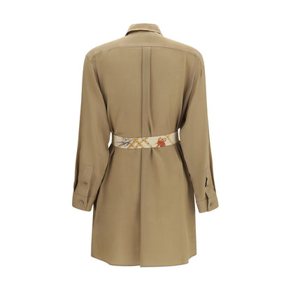 Dress by Burberry for women in silk beige features an sultry silhouette defined by a and , falling to an sultry long for a sultry look.