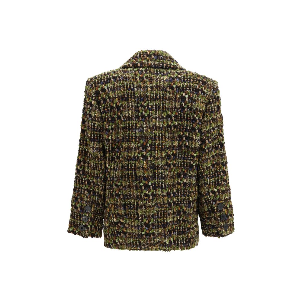 Overcoat by Saint Laurent for women in polyamide & merino wool tweed gold & multicolor features a cosy chic silhouette, artfully detailed with a sophisticated and premium pockets & insulated for a cosy chic finish.