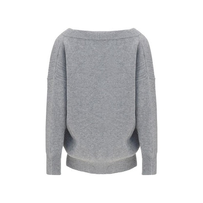 Sweatshirt by Ermanno Scervino for women in silk cashmere & capra leather gray & patterned presents a smart casual silhouette, featuring a smart casual v-neck neckline and for a sophisticated look.