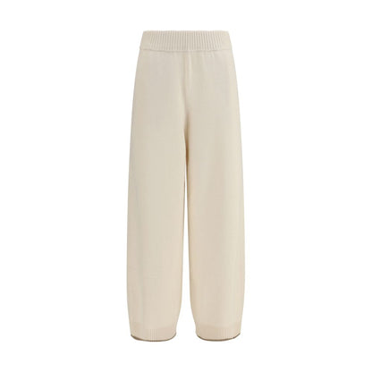 Trousers by Brunello Cucinelli for women in cashmere & capra leather white presents a smart silhouette, meticulously detailed with a smart regular-fit, a smart long, and a smart .