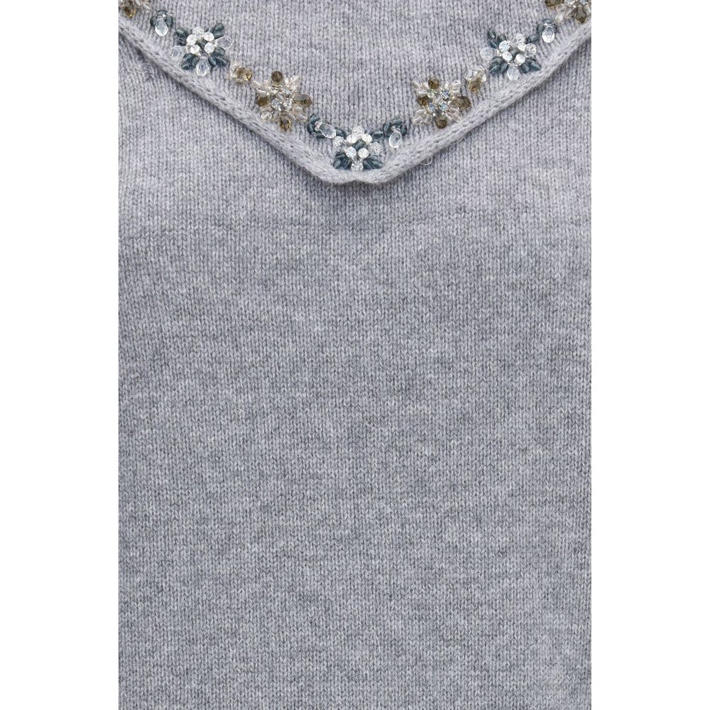 Sweatshirt by Prada for women in cashmere & capra leather gray, floral & signature features an provocated silhouette, detailed with a provocated and a refined for a sophisticated aesthetic.