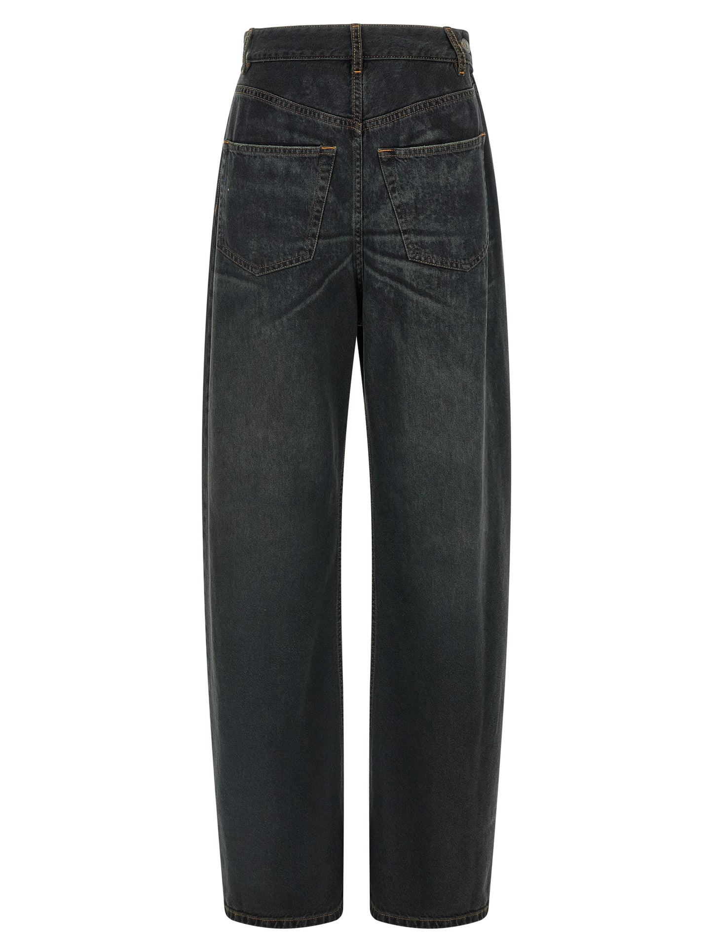 Jeans by MM6 Maison Margiela for women in denim cotton blue, dark-gray, orange, white & signature features a refined silhouette with a refined flared & wide, defined by a and a refined long for a refined finish.