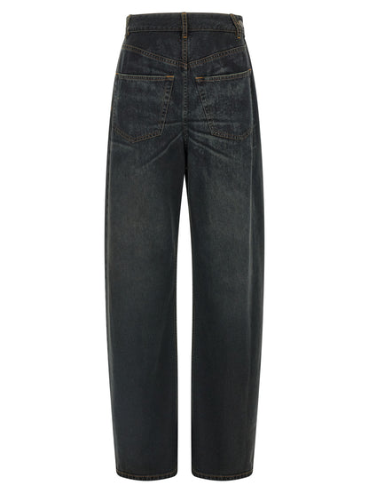 Jeans by MM6 Maison Margiela for women in denim cotton blue, dark-gray, orange, white & signature features a refined silhouette with a refined flared & wide, defined by a and a refined long for a refined finish.