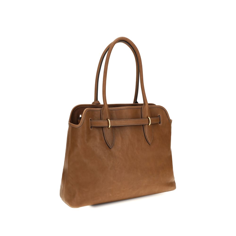 Shoulder Shopper Bag by Miu Miu for women in bos taurus calf leather brown features a effortless sophistication silhouette, secured by a with ample and versatile shoulder-strap for a effortless sophistication finish.